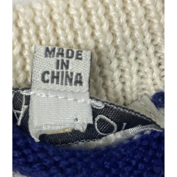 JAMISON Striped Tiger Face Knit Sweater Crew Neck Long Sleeve Size S - Picture 4 of 11